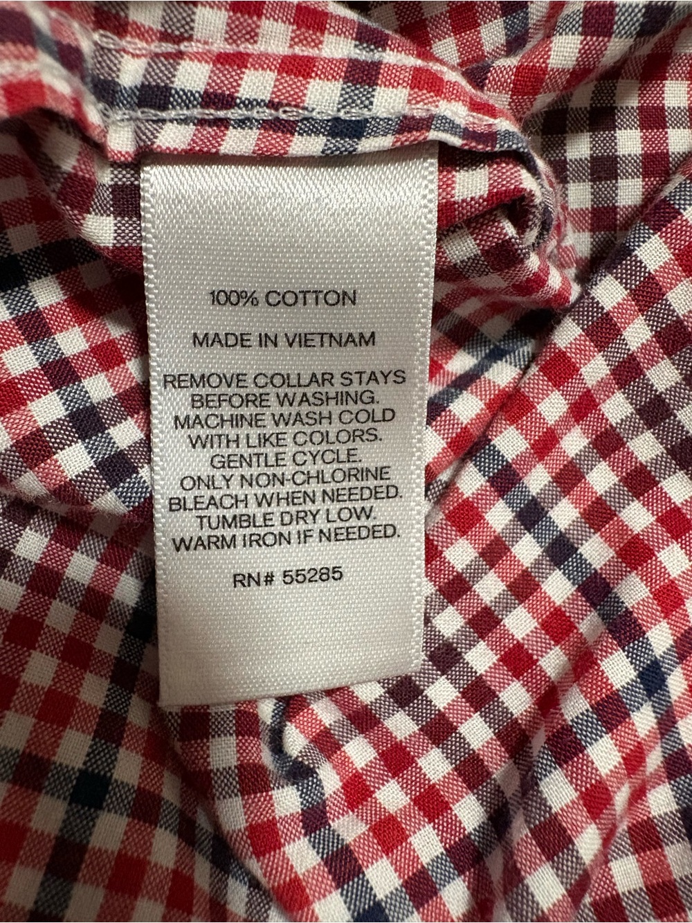 Express Men's Red and Black Micro-Check Dress Shirt - Picture 5 of 6